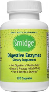 Smidge Digestive Enzymes, Tráviace enzýmy, 195 mg, 120 rastlinných kapsúl