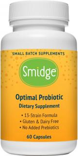 Smidge Optimal Probiotic, Probiotiká, 13 kmeňov, 10 miliárd CFU, 60 rastlinných kapsúl