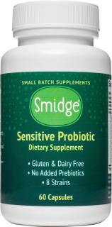 Smidge Sensitive Probiotic, Probiotiká, 8 kmeňov, 5 miliárd CFU, 60 rastlinných kapsúl