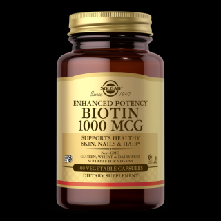Solgar Biotin, 1000 mcg, 100 rastlinných kapsúl