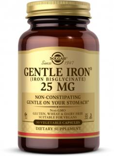 Solgar Gentle Iron, Železo bisglycinát, 25 mg, 90 rastlinných kapsúl