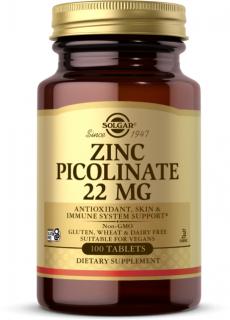 Solgar Zinc Picolinate, Zinok pikolinát, 22 mg, 100 tabliet