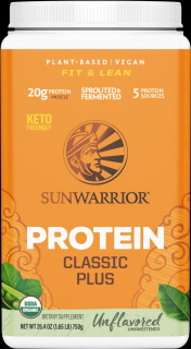 Sunwarrior Protein Classic Plus, BIO Natural neochutený, 750 g
