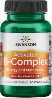 Swanson Activated B-Complex, B-komplex s vysokou biologickou dostupnosťou, 60 rastlinných kapsúl