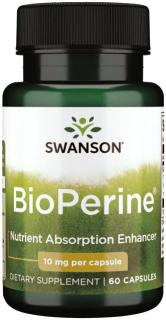 Swanson Bioperine, Extrakt z čierneho korenia, 10 mg, 60 kapsúl