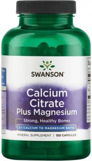 Swanson Calcium Citrate + Magnesium, Vápnik a horčík, 150 kapsúl