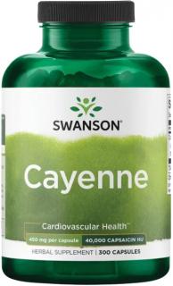 Swanson Cayenne, Kajenské korenie, 450 mg, 40 000 HU, 300 kapsúl