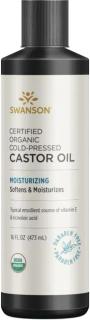Swanson Certified Organic Cold-Pressed Castor Oil, Ricínový olej lisovaný za studena, 473 ml