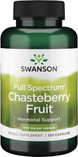 Swanson Chasteberry Fruit, Drmek (Vitex jahňací), 400 mg, 120 kapsúl