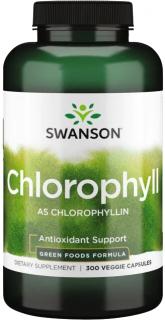 Swanson Chlorophyll, Chlorofyl ako chlorofylín, 300 rastlinných kapsúl