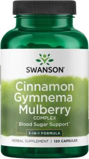 Swanson Cinnamon Gymnema Mulberry Complex (Skořice, gymnema a moruše), 120 kapsúl