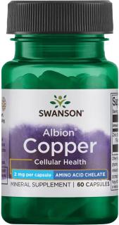 Swanson Copper Chelated (meď v chelátovej väzbe), 2 mg, 60 kapsúl