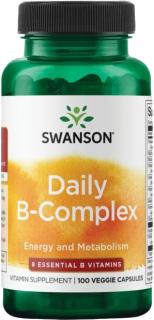 Swanson Daily B-Complex, Denný B-komplex, 100 rastlinných kapsúl