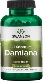 Swanson Damiana Full Spectrum, 510 mg, 100 kapsúl