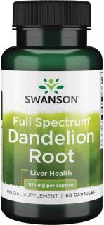 Swanson Dandelion Root, Koreň púpavy, 515 mg, 60 kapsúl