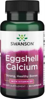 Swanson Eggshell calcium (vápnik z vaječných škrupín) + Vitamin D3, 60 kapsúl