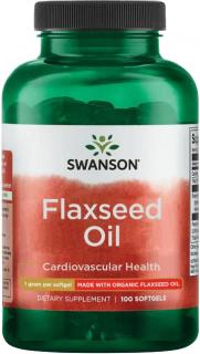 Swanson Flaxseed Oil, Ľanový olej, 1000 mg, 100 softgel kapsúl