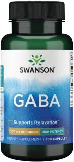Swanson GABA (Kyselina gama-aminomaslová), 500 mg, 100 kapsúl