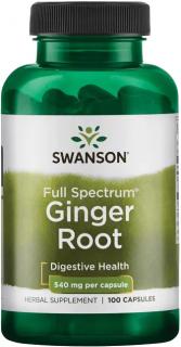 Swanson Ginger Root, 540 mg, 100 kapsúl
