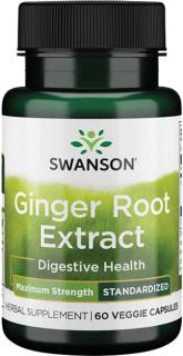 Swanson Ginger Root Extract, Maximum Strength, 200 mg, 60 rastlinných kapsúl