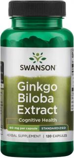 Swanson Ginkgo Biloba Extract, 60 mg, 120 kapsúl