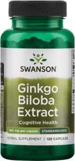 Swanson Ginkgo Biloba Extract GinkgoSelect, 60 mg, 120 kapsúl