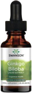 Swanson Ginkgo Biloba Tekutý Extrakt (Ginko), 29,6 ml, Bez alkoholu a cukru