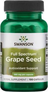Swanson Grape Seed, Hroznové semienka, 380 mg, 100 kapsúl