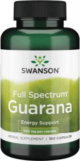 Swanson Guarana, 500 mg, 100 kapsúl