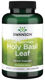 Swanson Holy Basil Leaf, Bazalka indická, 400 mg, 120 kapsúl