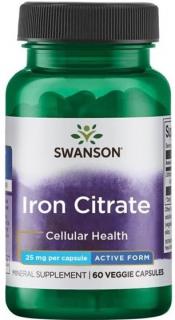 Swanson Iron Citrate, 25 mg (železo), 60 rastlinných kapsúl