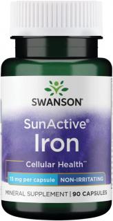 Swanson Iron SunActive, Železo, Nedráždivé, 15 mg, 90 kapsúl