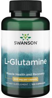 Swanson L-Glutamine, Glutamín, 500 mg, 100 kapsúl
