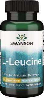 Swanson L-Leucine AjiPure, 500 mg, 60 rastlinných kapsúl