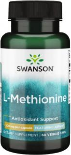 Swanson L-Methionine AjiPure, 500 mg, 60 rastlinných kapsúl