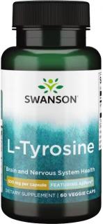 Swanson L-Tyrosine AjiPure, 500 mg, 60 rastlinných kapsúl