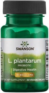 Swanson Lactobacillus Plantarum Probiotikum, 10 miliárd CFU, 30 rastlinných kapsúl