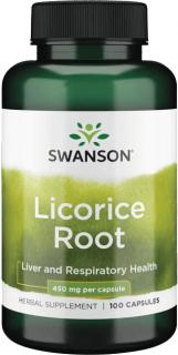 Swanson Licorice Root, Koreň sladkého drievka, 450 mg, 100 kapsúl