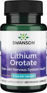 Swanson Lithium Orotate, 5 mg, 60 rastlinných kapsúl