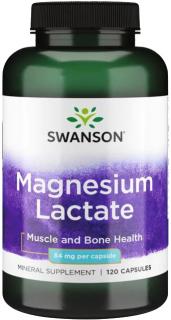 Swanson Magnesium Lactate (Laktát horečnatý), elem. horčík 84 mg, 120 kapsúl