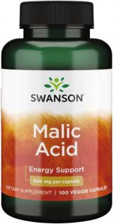 Swanson Malic Acid, Kyselina jablčná, 600 mg, 100 rastlinných kapsúl