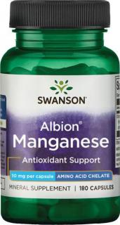 Swanson Manganese Chelated, Mangán, 10 mg, 180 kapsúl
