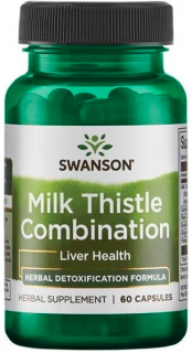 Swanson Milk Thistle (Pestrec mariánsky) + 5 bylín, 60 kapsúl
