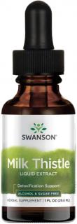 Swanson Milk Thistle Tekutý Extrakt (Pestrec), 29,6 ml, Bez alkoholu a cukru