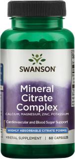 Swanson Mineral Citrate Complex  (Vápnik, horčík, zinok, draslík), 60 kapsúl