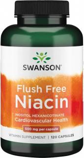 Swanson Niacin Flush Free, Bez niacínového návalu, 500 mg, 120 kapslí