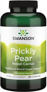 Swanson Prickly Pear Nopal Cactus, Kaktus Opuncia, 650 mg, 180 kapsúl