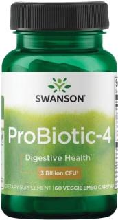 Swanson Probiotic-4, 3 miliardy CFU, 4 kmene, 60 rastlinných kapsúl