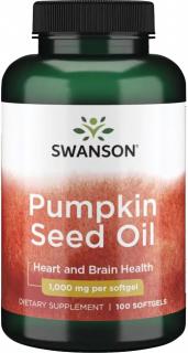 Swanson Pumpkin Seed Oil, Olej z tekvicových semien, 1000 mg, 100 softgel kapsúl