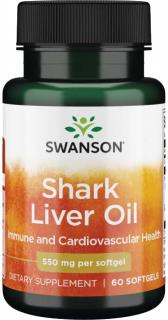 Swanson Shark Liver Oil, 550 mg, 60 softgel kapsúl